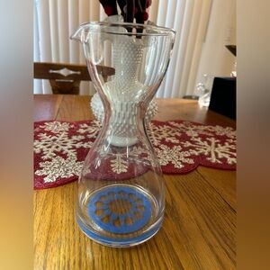 POTTERY BARN Juice Carafe With Blue Fruit Design